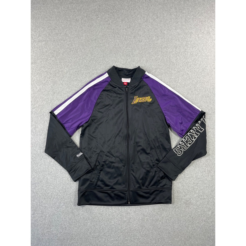 Los Angeles Lakers Track Jacket Mens S Black Purple Full Zip Mitchell & Ness